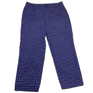 Talbots Women's Perfect Crop Curvy Pants‎ Size 10 Navy Blue Pink Dots Whimsy Fun